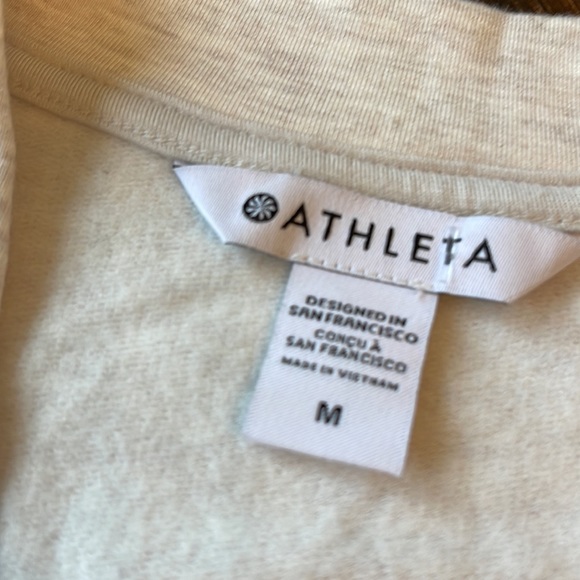 NWT Athleta Purana V Neck Wrap Sweatshirt Sz M Toasted Brown Heather $79 - Picture 5 of 8